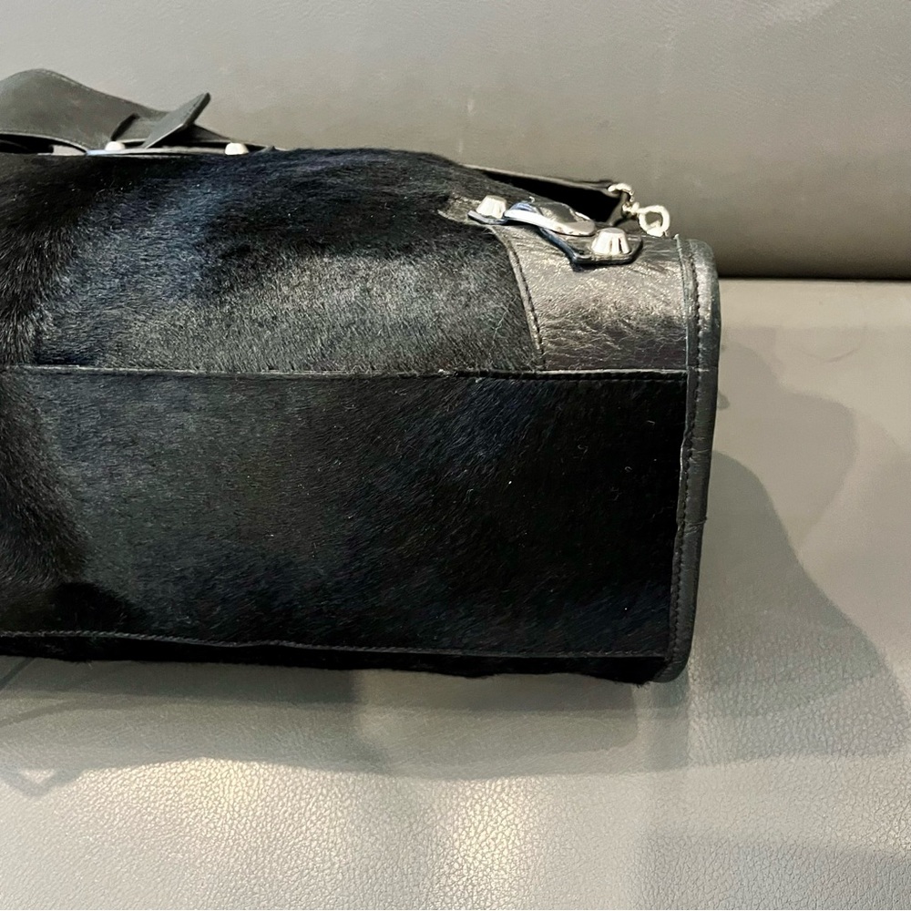 Like New! BALENCIAGA Ultra Rare City Bag Black Pony Hair Silver Classic Hardware - Picture 11 of 14